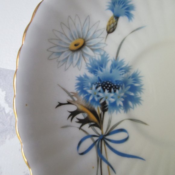 Fine Bone China Mug & Saucer Blue Flowers by Royal Windsor, England - Picture 2 of 13